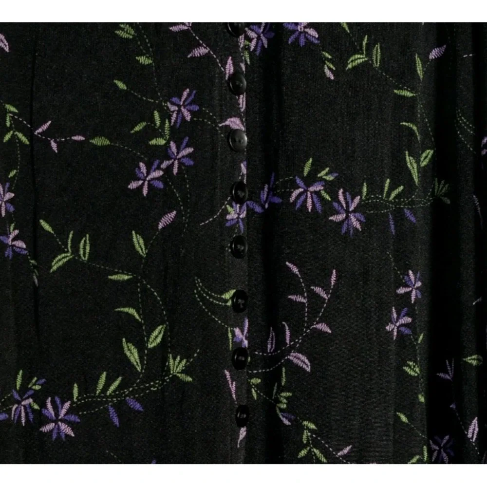 VTG Briggs New York Y2K Fairy Grunge Maxi Skirt Size M Floral Buttons Whimsigoth